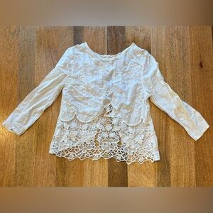 Vintage Intu White Embroidered Lace Blouse – Size XS | Boho Festival Top